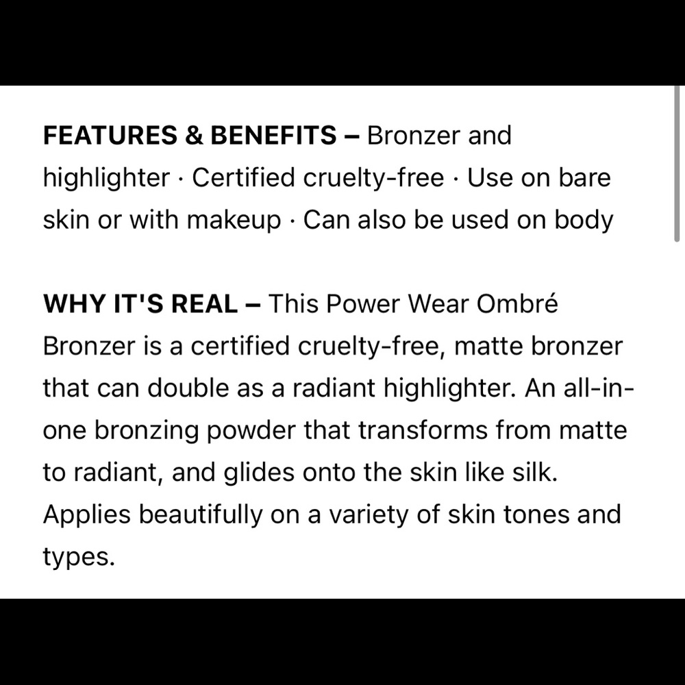 ✨ REALHER Power Wear Ombre Bronzer in Bronzed Beauty - Picture 5 of 5